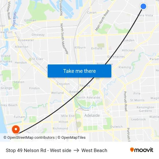 Stop 49 Nelson Rd - West side to West Beach map