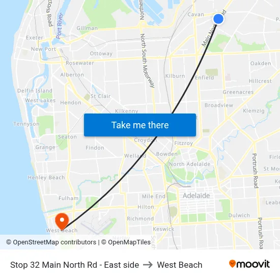 Stop 32 Main North Rd - East side to West Beach map