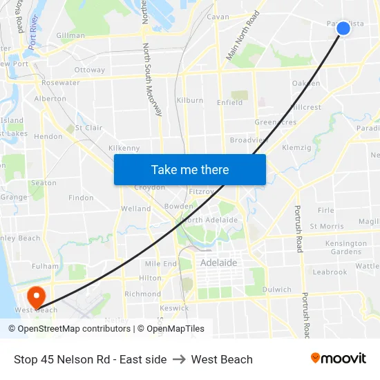 Stop 45 Nelson Rd - East side to West Beach map
