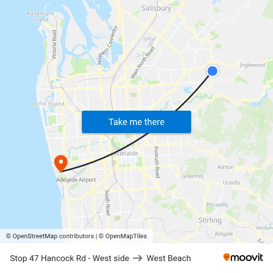 Stop 47 Hancock Rd - West side to West Beach map