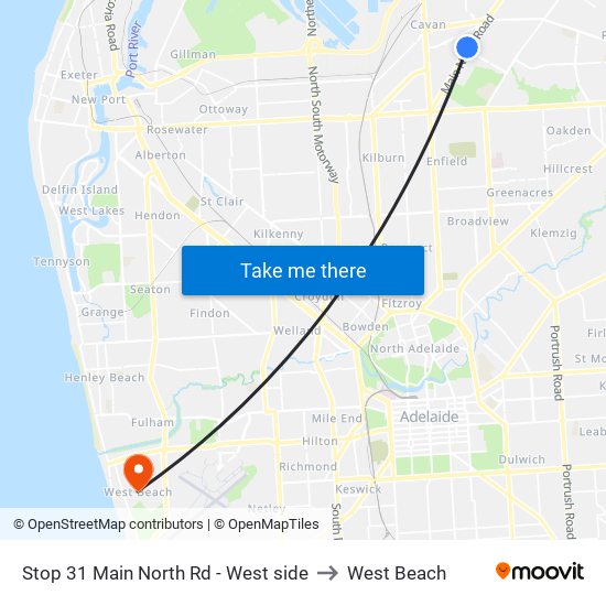 Stop 31 Main North Rd - West side to West Beach map