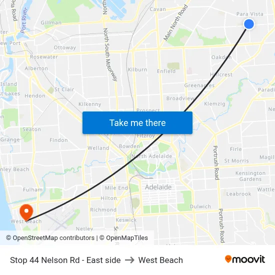 Stop 44 Nelson Rd - East side to West Beach map