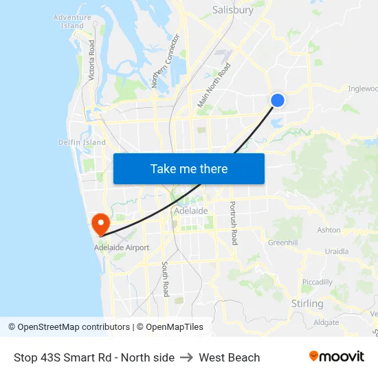 Stop 43S Smart Rd - North side to West Beach map