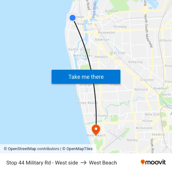 Stop 44 Military Rd - West side to West Beach map