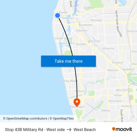 Stop 43B Military Rd - West side to West Beach map