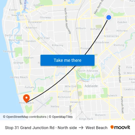 Stop 31 Grand Junction Rd - North side to West Beach map
