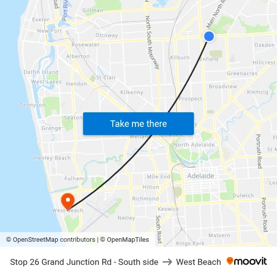 Stop 26 Grand Junction Rd - South side to West Beach map