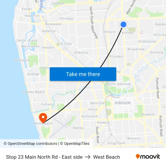 Stop 23 Main North Rd - East side to West Beach map