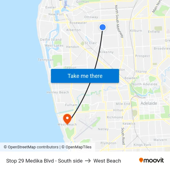 Stop 29 Medika Blvd - South side to West Beach map
