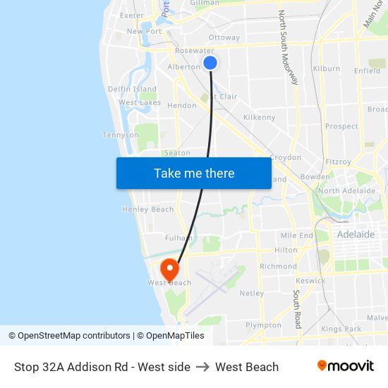 Stop 32A Addison Rd - West side to West Beach map