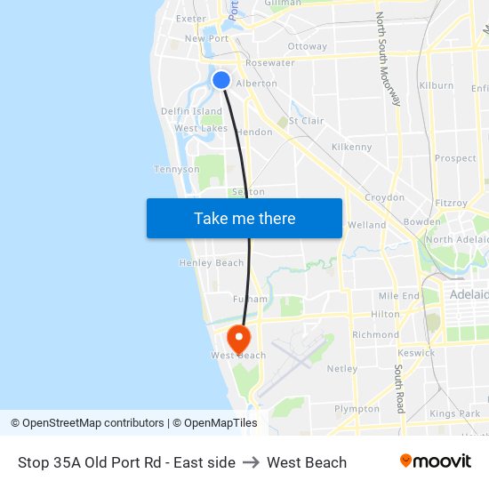 Stop 35A Old Port Rd - East side to West Beach map