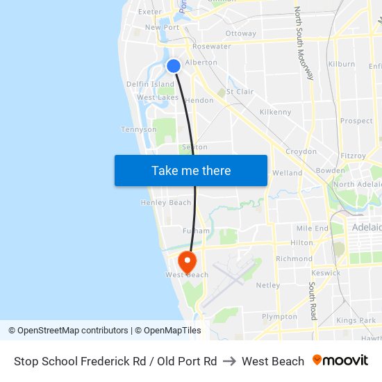 Stop School Frederick Rd / Old Port Rd to West Beach map