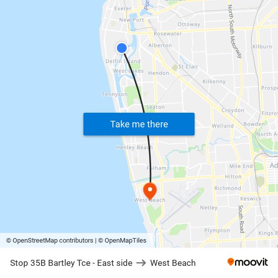Stop 35B Bartley Tce - East side to West Beach map