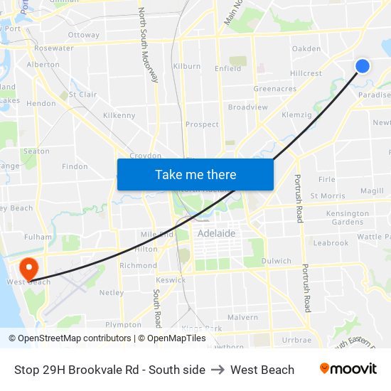 Stop 29H Brookvale Rd - South side to West Beach map