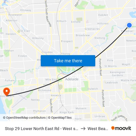 Stop 29 Lower North East Rd - West side to West Beach map