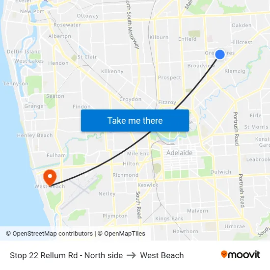 Stop 22 Rellum Rd - North side to West Beach map
