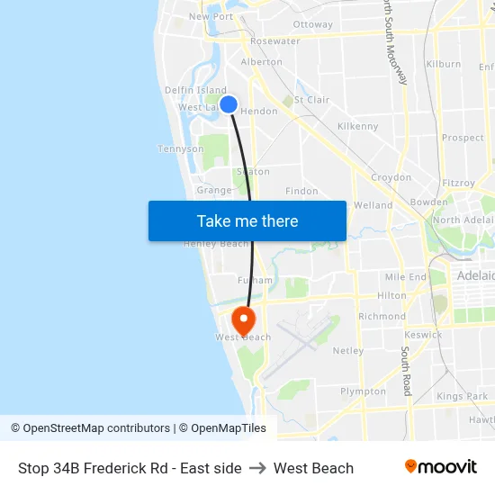 Stop 34B Frederick Rd - East side to West Beach map