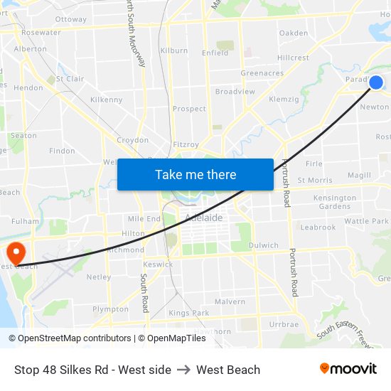 Stop 48 Silkes Rd - West side to West Beach map