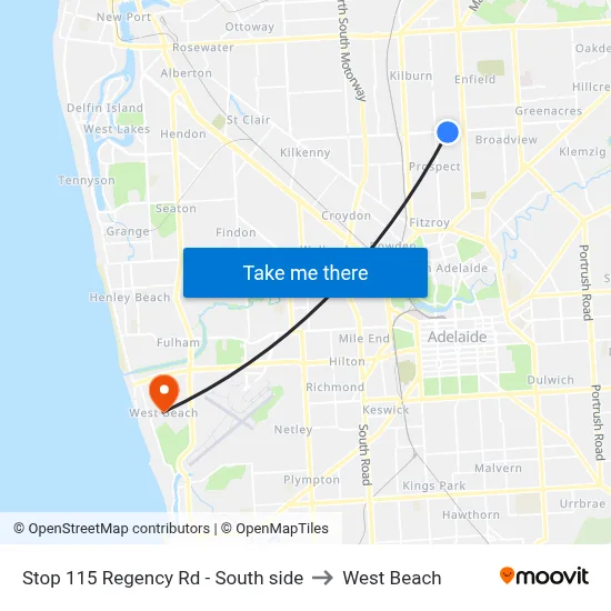 Stop 115 Regency Rd - South side to West Beach map