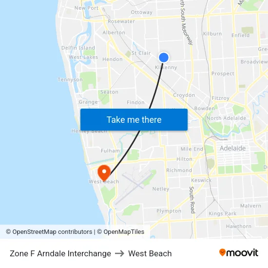 Zone F Arndale Interchange to West Beach map