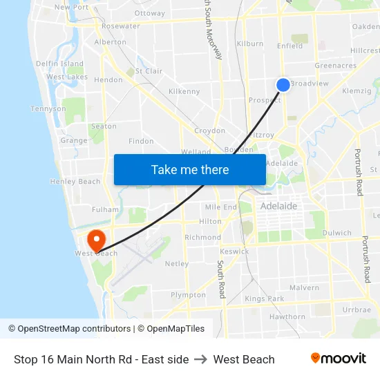 Stop 16 Main North Rd - East side to West Beach map