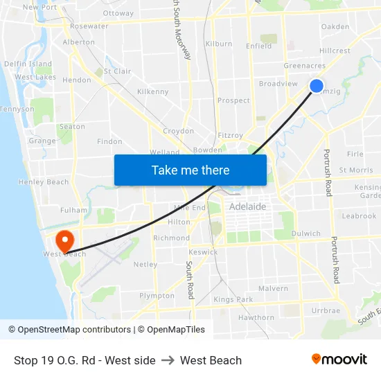 Stop 19 O.G. Rd - West side to West Beach map