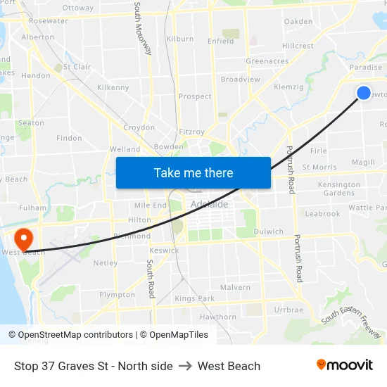 Stop 37 Graves St - North side to West Beach map