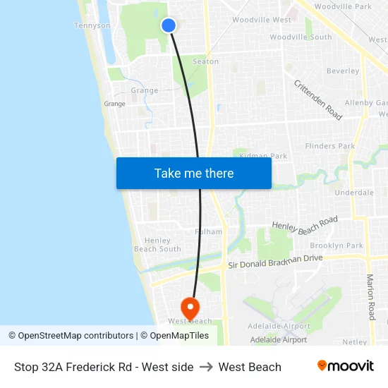 Stop 32A Frederick Rd - West side to West Beach map