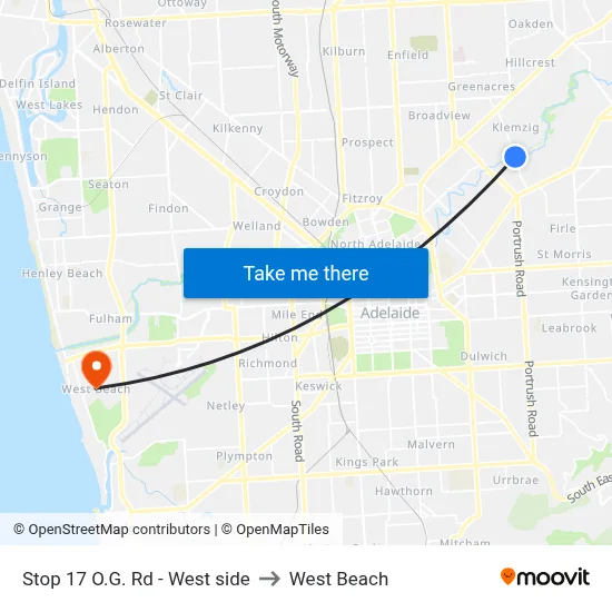 Stop 17 O.G. Rd - West side to West Beach map