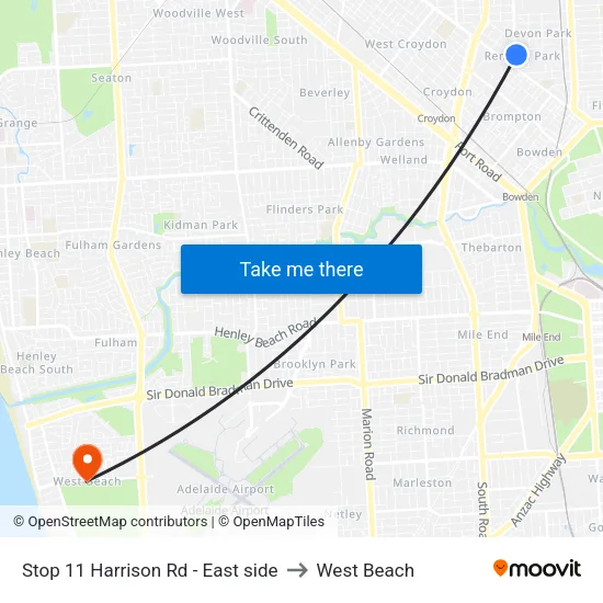 Stop 11 Harrison Rd - East side to West Beach map