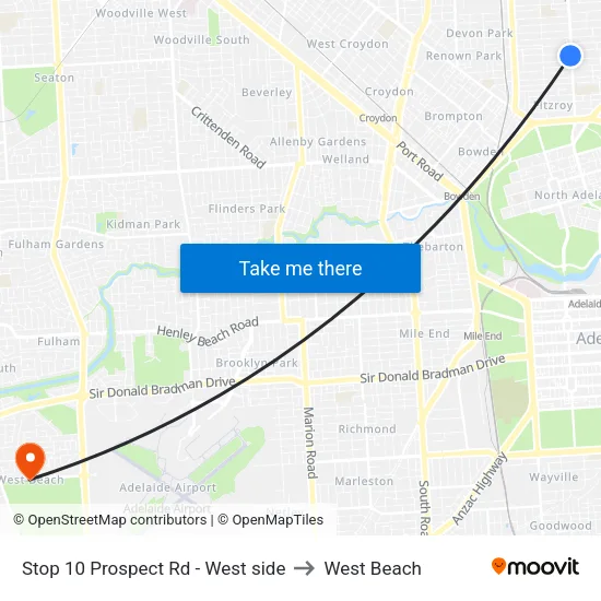 Stop 10 Prospect Rd - West side to West Beach map