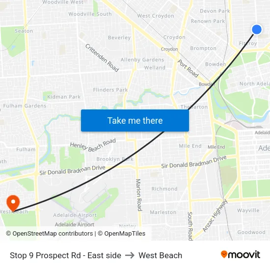 Stop 9 Prospect Rd - East side to West Beach map