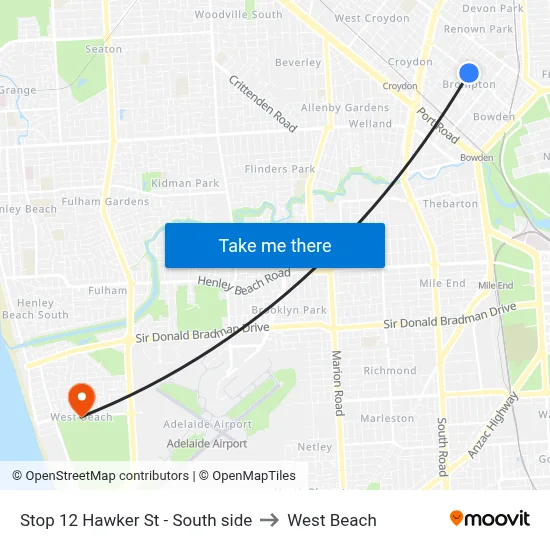 Stop 12 Hawker St - South side to West Beach map
