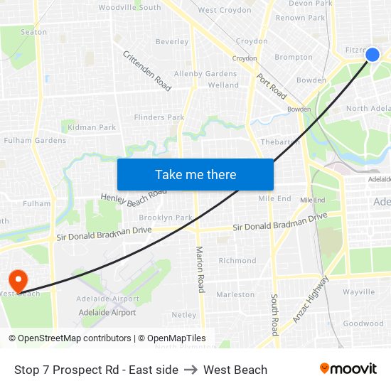 Stop 7 Prospect Rd - East side to West Beach map