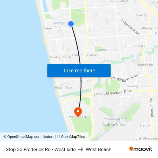 Stop 30 Frederick Rd - West side to West Beach map