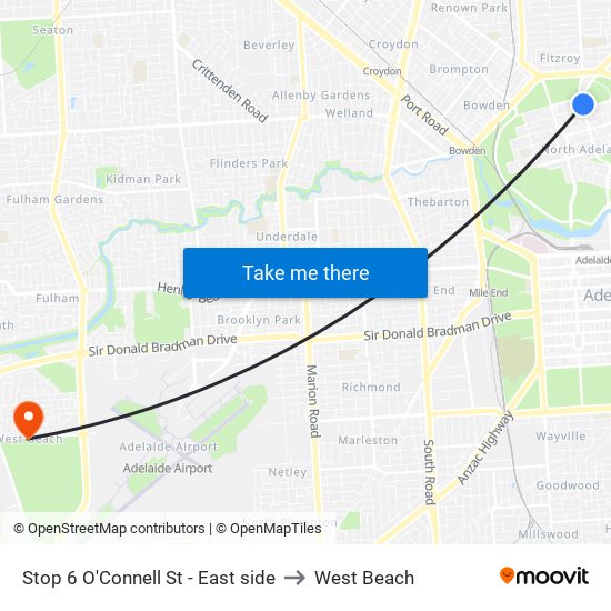 Stop 6 O'Connell St - East side to West Beach map