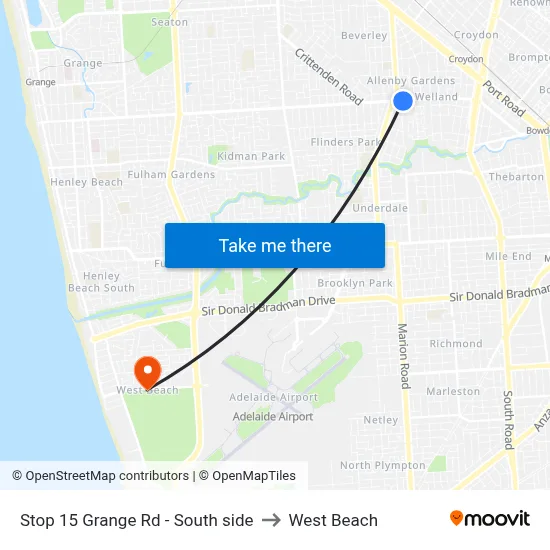 Stop 15 Grange Rd - South side to West Beach map