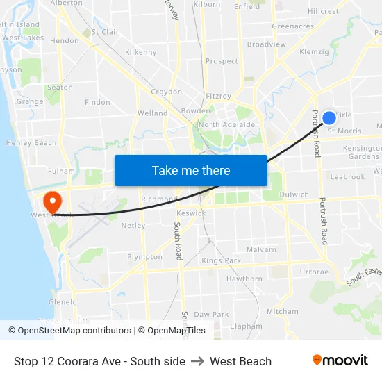 Stop 12 Coorara Ave - South side to West Beach map