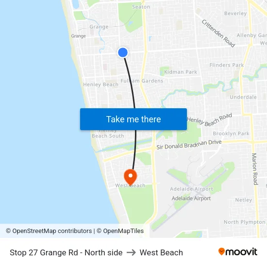 Stop 27 Grange Rd - North side to West Beach map