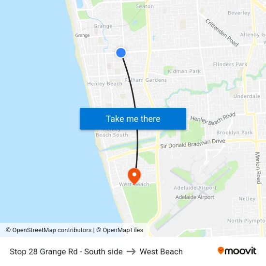 Stop 28 Grange Rd - South side to West Beach map