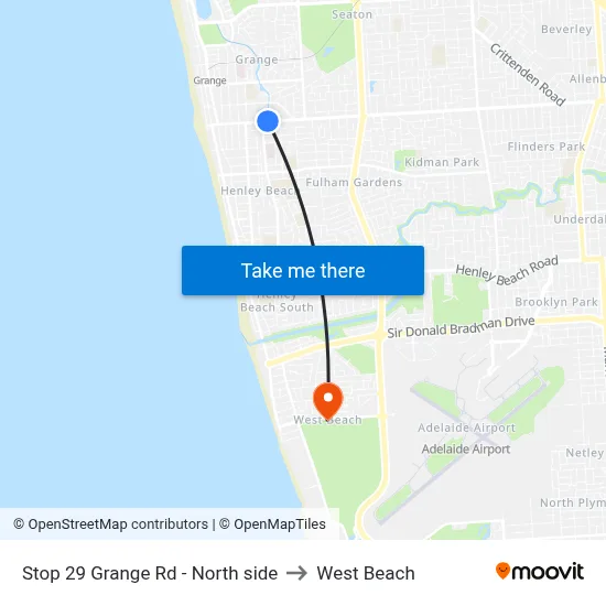 Stop 29 Grange Rd - North side to West Beach map