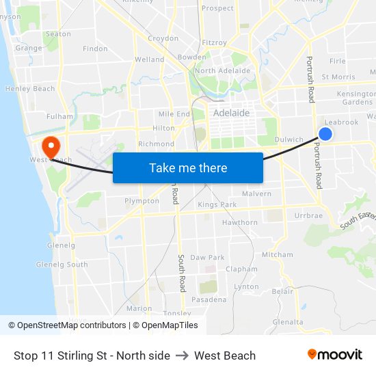 Stop 11 Stirling St - North side to West Beach map