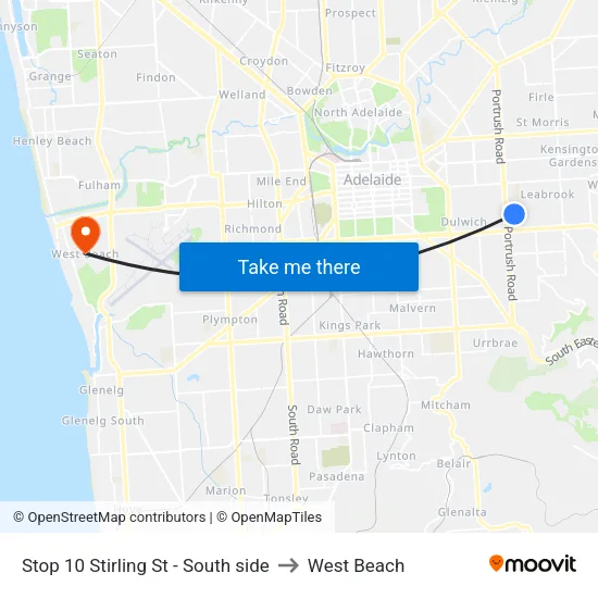 Stop 10 Stirling St - South side to West Beach map