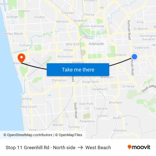 Stop 11 Greenhill Rd - North side to West Beach map