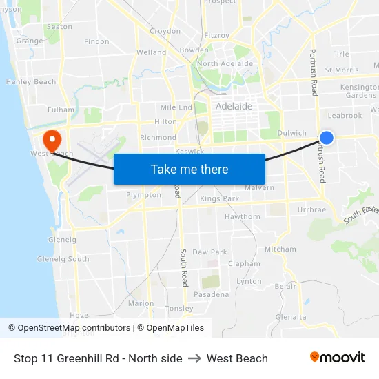 Stop 11 Greenhill Rd - North side to West Beach map