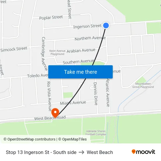 Stop 13 Ingerson St - South side to West Beach map