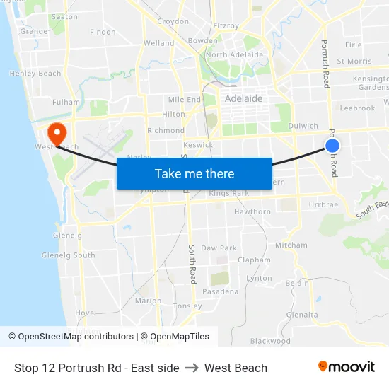 Stop 12 Portrush Rd - East side to West Beach map