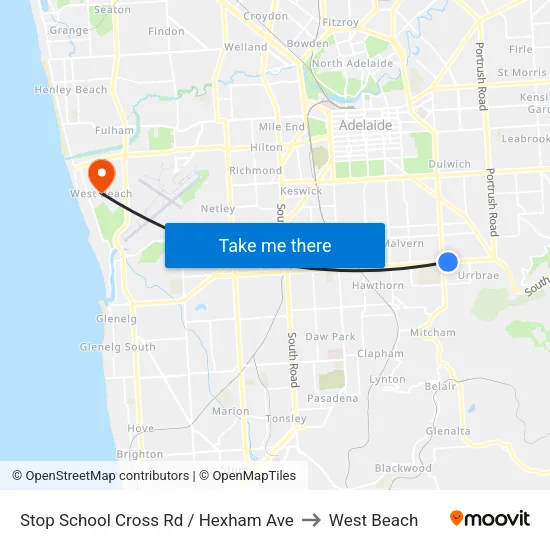 Stop School Cross Rd / Hexham Ave to West Beach map