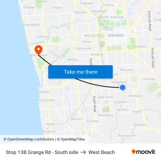 Stop 13B Grange Rd - South side to West Beach map