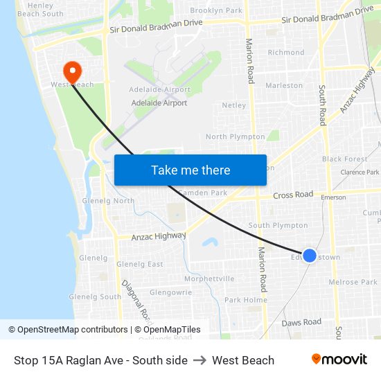 Stop 15A Raglan Ave - South side to West Beach map